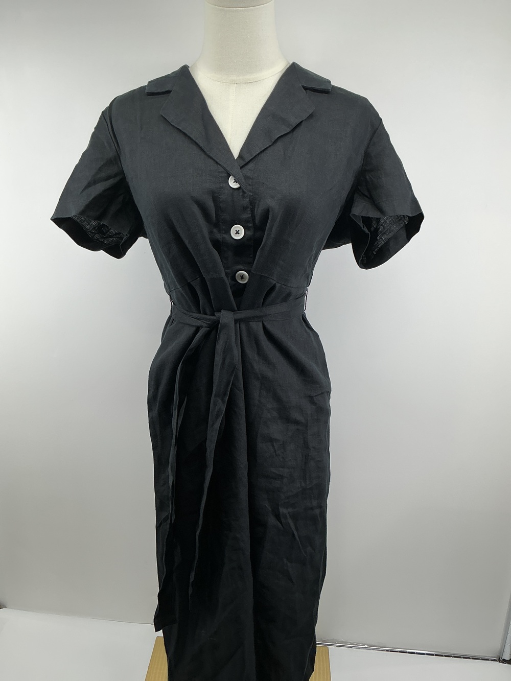100% European Linen Button Front Dress